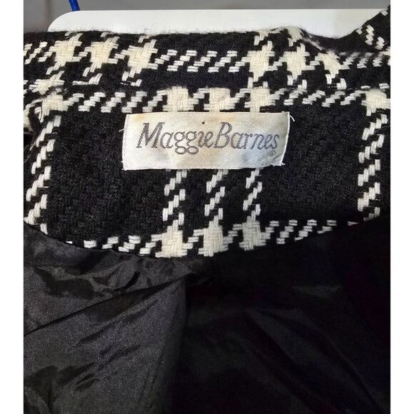 Maggie Barnes Black & White Plaid Zip-Up Jacket With Collar Vintage old money - Picture 5 of 6